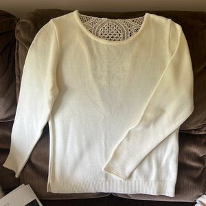 Cream color lightweight lace back sweater size M/L